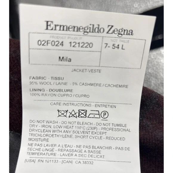 Ermenegildo Zegna Mila Blazer Mens EUR 54L US 44 L Red Plaid Wool Cashmere - Picture 4 of 14